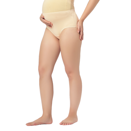 Mumchief High Waist Skin Color Soft Cotton & Lycra Over The Belly Fit Maternity Panties For Women